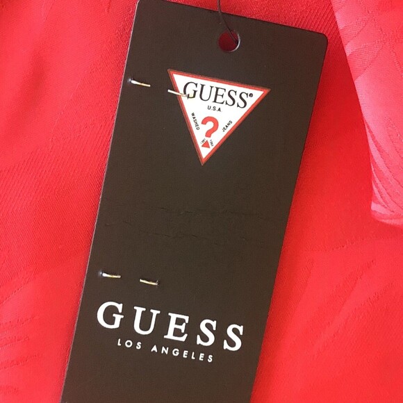 Guess Spike Punch Nathaly Cutout A-Line Mini Dress Size L Red Pink New - Picture 10 of 11